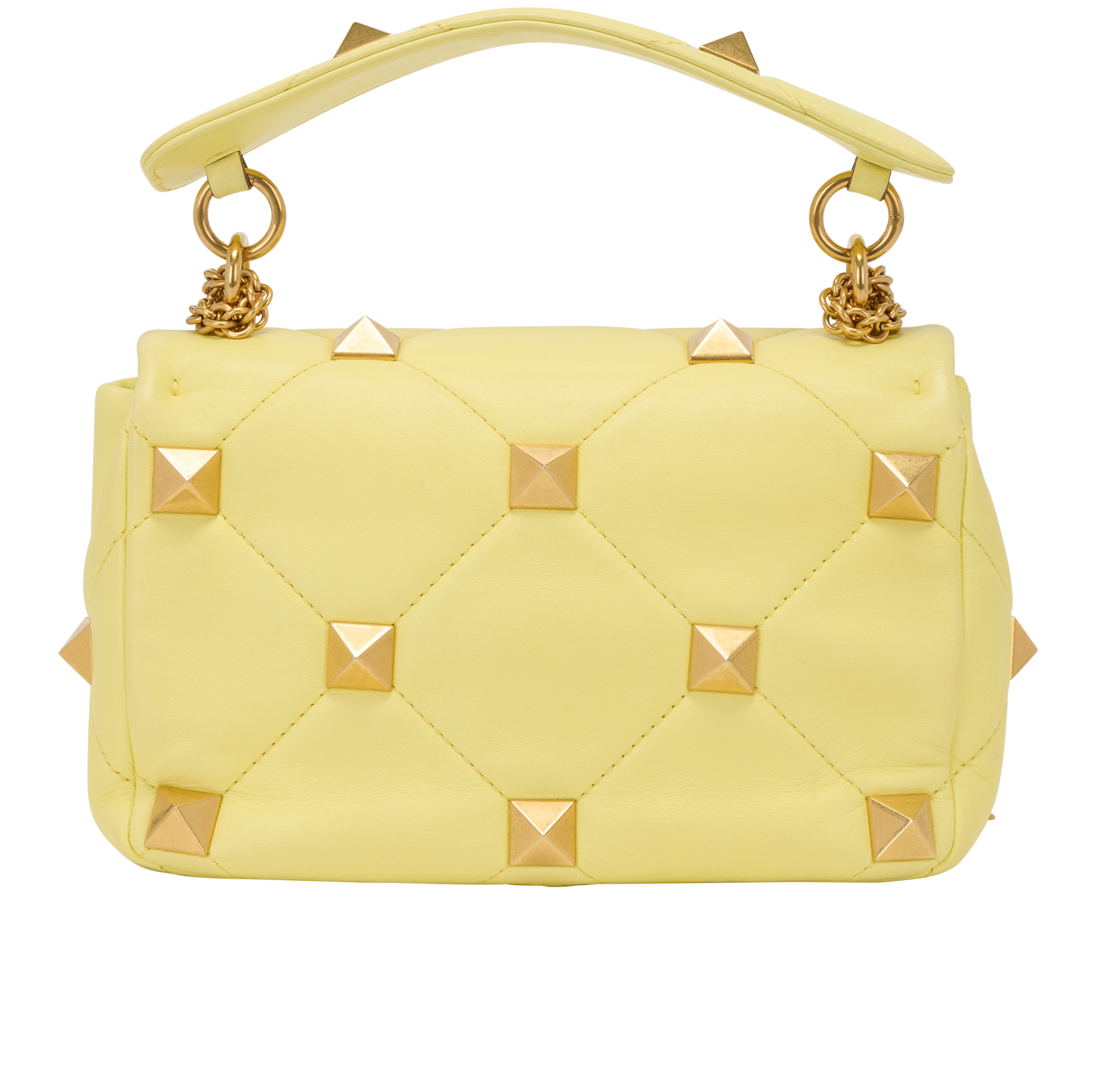 Medium Roman Stud, &pound;750, Handbags, Yellow, Leather, Back view